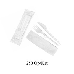 Komplet 250op.Serwetka.widalec.nóż- komplet ZWYKŁE BIAŁE | Dao Dia Komplet