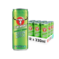 Gazowany napój energetyczny o smaku jabłka CARABAO 330ml x 12szt/ krt | Nuoc Tang Luc Vi Tao CARABAO 330ml x 12szt/ krt
