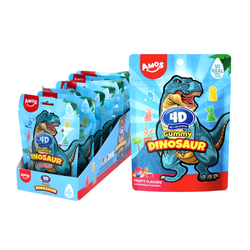 Żelki w kształcie dinozaura 4D o smaku mieszanych owoców AMOS 65g x 12szt/ op | Keo Deo Hinh Khung Long 4D Vi Hoa Qua AMOS 65g x 12szt/ op (2op/ krt)