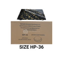 Opakowanie na sushi + wieczka HP-36 50szt | HP-36 Box Sushi Komplet 50szt/op x 2 op/krt (33cm x 33cm)
